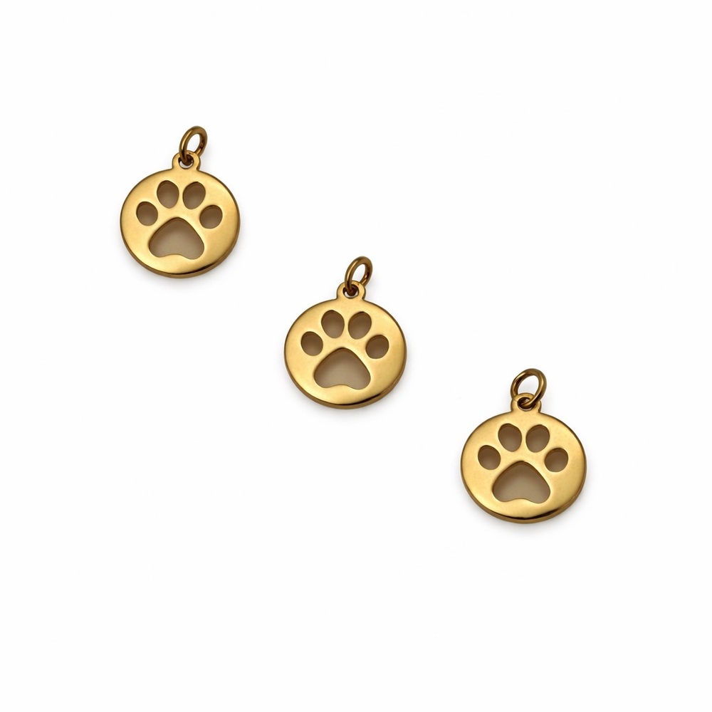 Paw Cutout Charm | Gold | Stainless Steel
